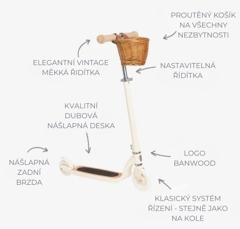 Dětská koloběžka Banwood Maxi Scooter Vintage Cream (2)